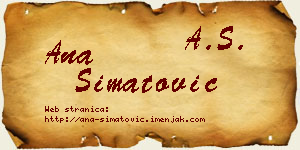 Ana Simatović vizit kartica